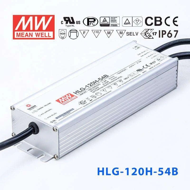 Mean Well HLG - 120H - 54B Power Supply 120W 54V - Dimmable - HLG - 120H - 54B - powersupplymall.com