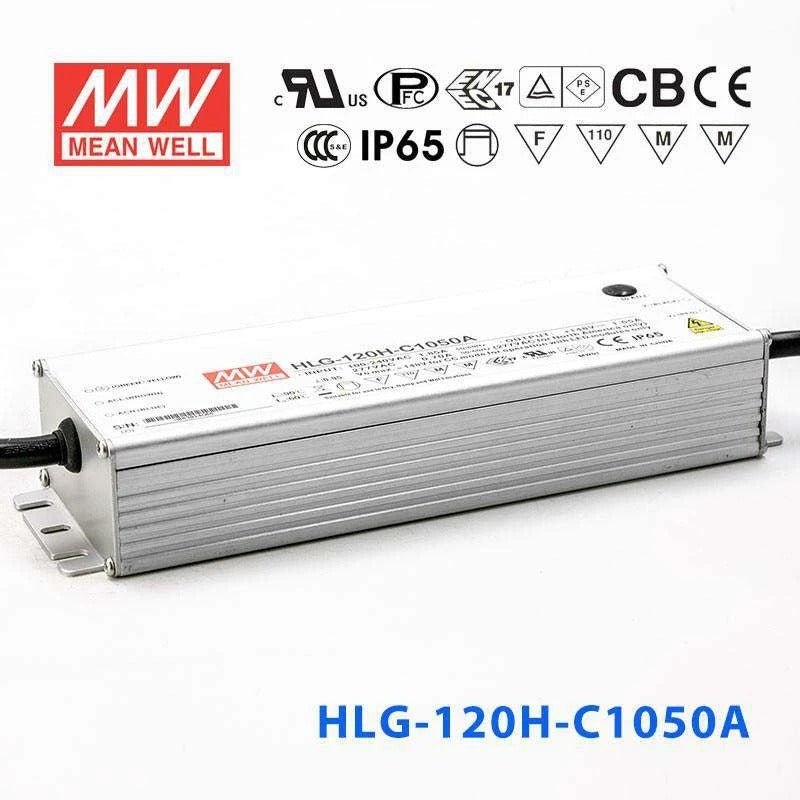 Mean Well HLG - 120H - C1050A Power Supply 155.4W 1050mA - Adjustable - HLG - 120H - C1050A - powersupplymall.com