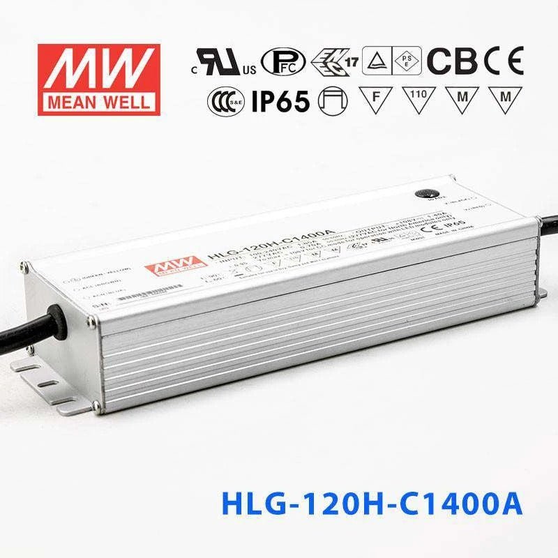 Mean Well HLG - 120H - C1400A Power Supply 151.2W 1400mA - Adjustable - HLG - 120H - C1400A - powersupplymall.com