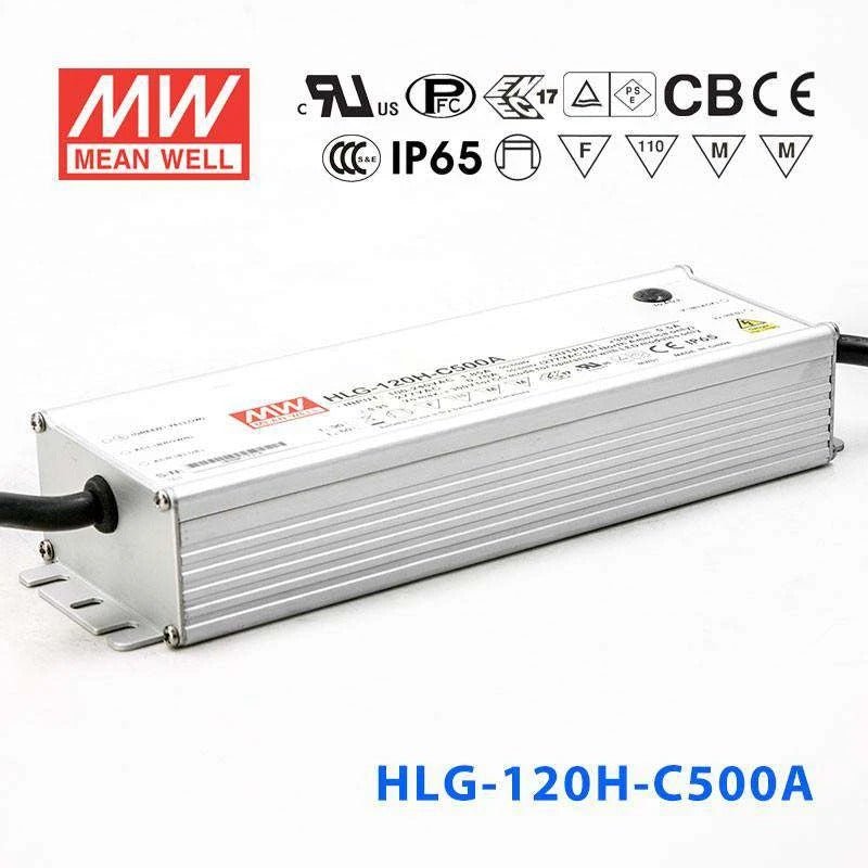Mean Well HLG - 120H - C500A Power Supply 150W 500mA - Adjustable - HLG - 120H - C500A - powersupplymall.com