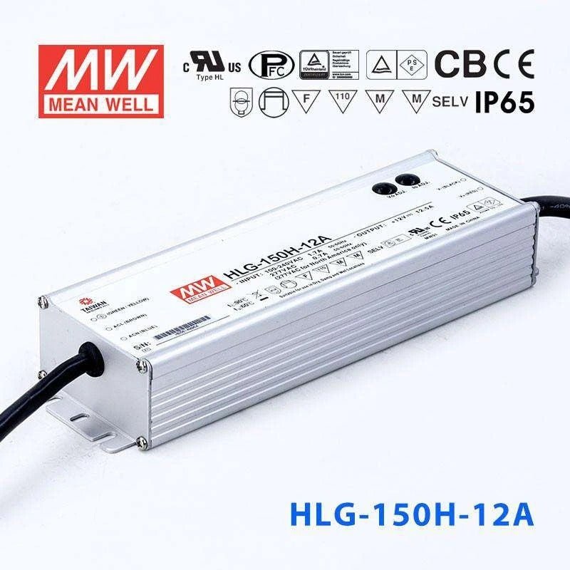 Mean Well HLG - 150H - 12A Power Supply 150W 12V - Adjustable - HLG - 150H - 12A - powersupplymall.com