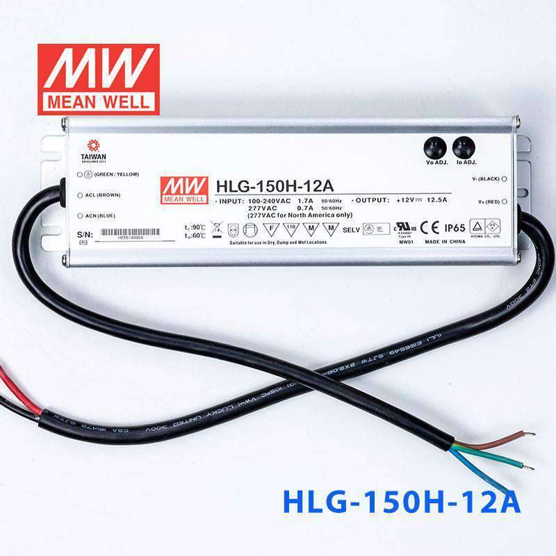 Mean Well HLG - 150H - 12A Power Supply 150W 12V - Adjustable - HLG - 150H - 12A - powersupplymall.com