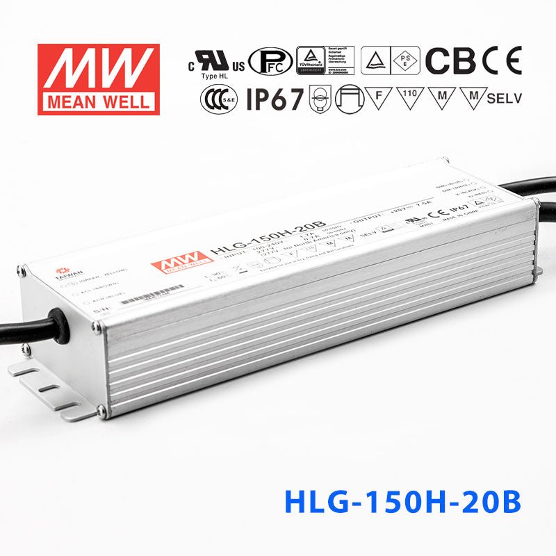 Mean Well HLG - 150H - 20AB Power Supply 150W 20V - Adjustable and Dimmable - HLG - 150H - 20AB - powersupplymall.com