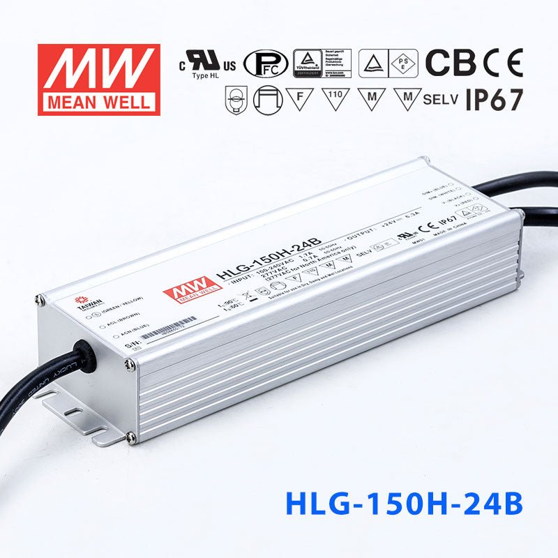 Mean Well HLG - 150H - 24AB Power Supply 150W 24V - Adjustable and Dimmable - HLG - 150H - 24AB - powersupplymall.com