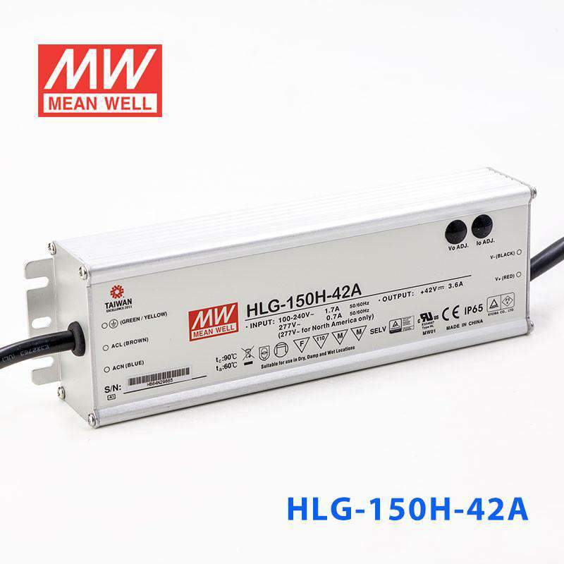 Mean Well HLG-150H-42A Power Supply 150W 42V - Adjustable 3.6A - HLG-150H-42A - powersupplymall.com