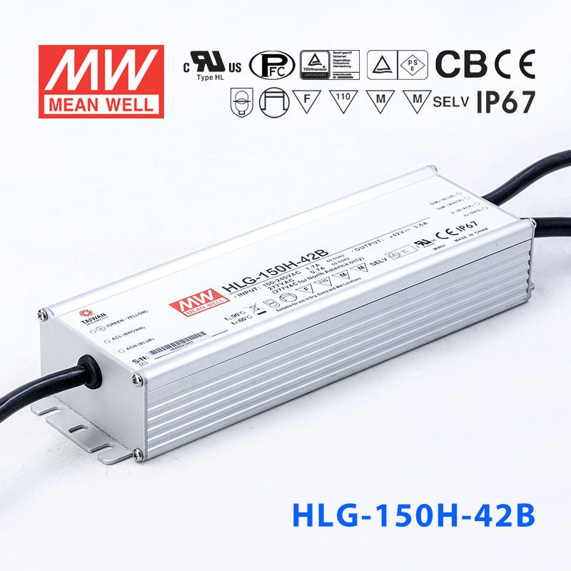 Mean Well HLG-150H-42AB Power Supply 150W 42V - Adjustable and Dimmable 3.6A - HLG-150H-42AB - powersupplymall.com