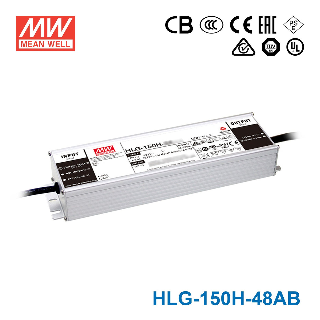 Mean Well HLG-150H-48AB Power Supply 150W 48V - Adjustable and Dimmable 3.2A - HLG-150H-48AB - powersupplymall.com