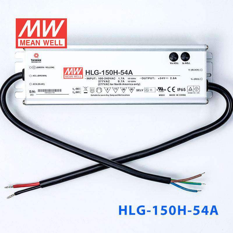 Mean Well HLG - 150H - 54A Power Supply 150W 54V - Adjustable - HLG - 150H - 54A - powersupplymall.com