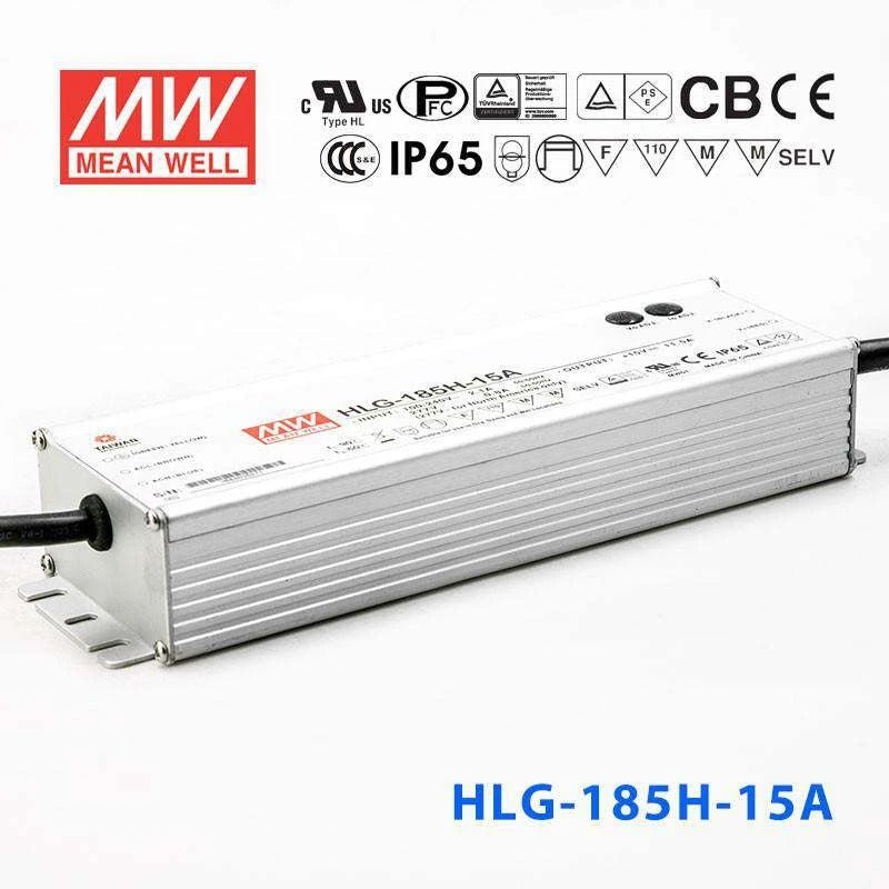 Mean Well HLG - 185H - 15A Power Supply 172.5W 15V - Adjustable - HLG - 185H - 15A - powersupplymall.com