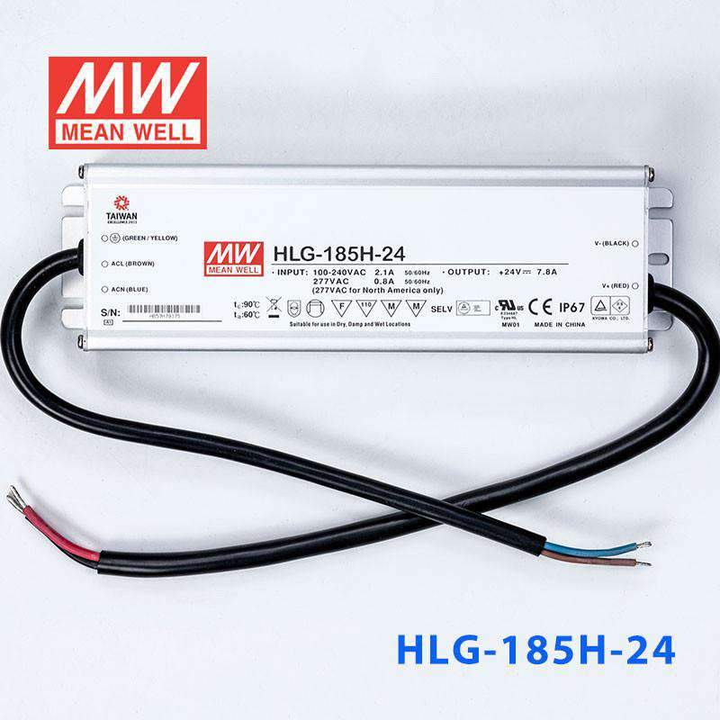 Mean Well HLG-185H-24 Power Supply 185W 24V 7.8A - HLG-185H-24 - powersupplymall.com