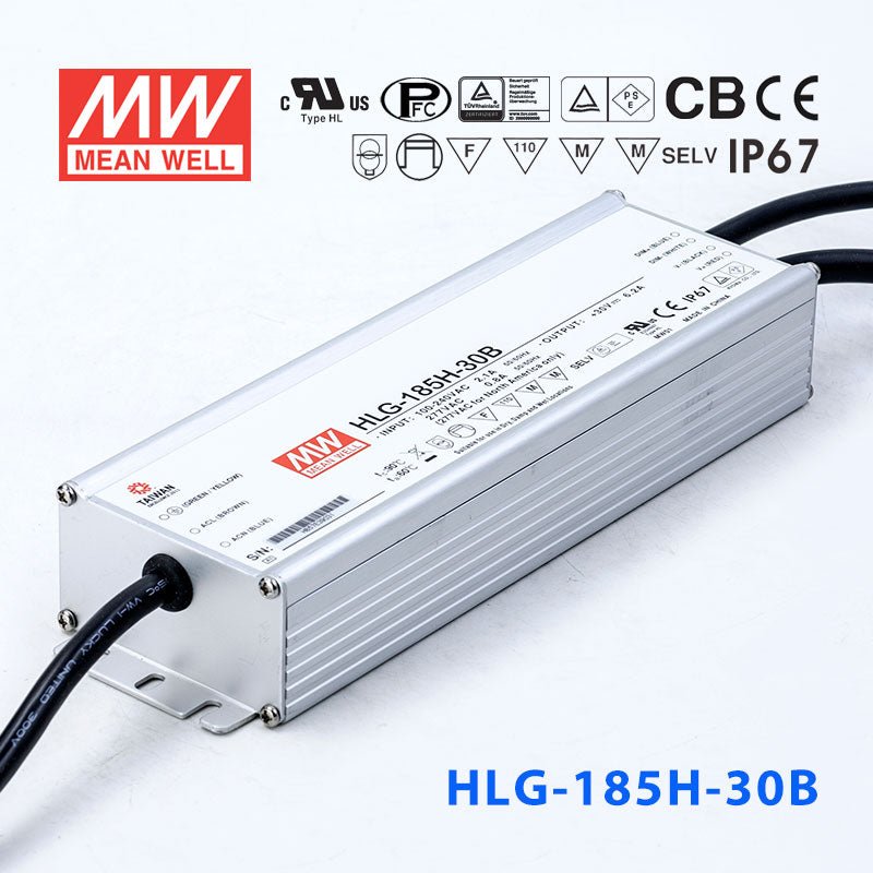 Mean Well HLG - 185H - 30AB Power Supply 185W 30V - Adjustable and Dimmable - HLG - 185H - 30AB - powersupplymall.com