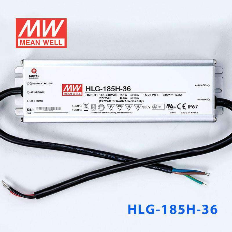 Mean Well HLG - 185H - 36 Power Supply 185W 36V - HLG - 185H - 36 - powersupplymall.com