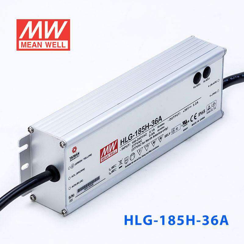 Mean Well HLG - 185H - 36A Power Supply 185W 36V - Adjustable - HLG - 185H - 36A - powersupplymall.com