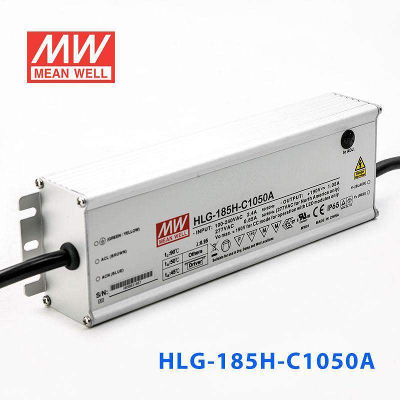 Mean Well HLG - 185H - C1050A Power Supply 199.5W 1050mA - Adjustable - HLG-185H-C1050A - powersupplymall.com