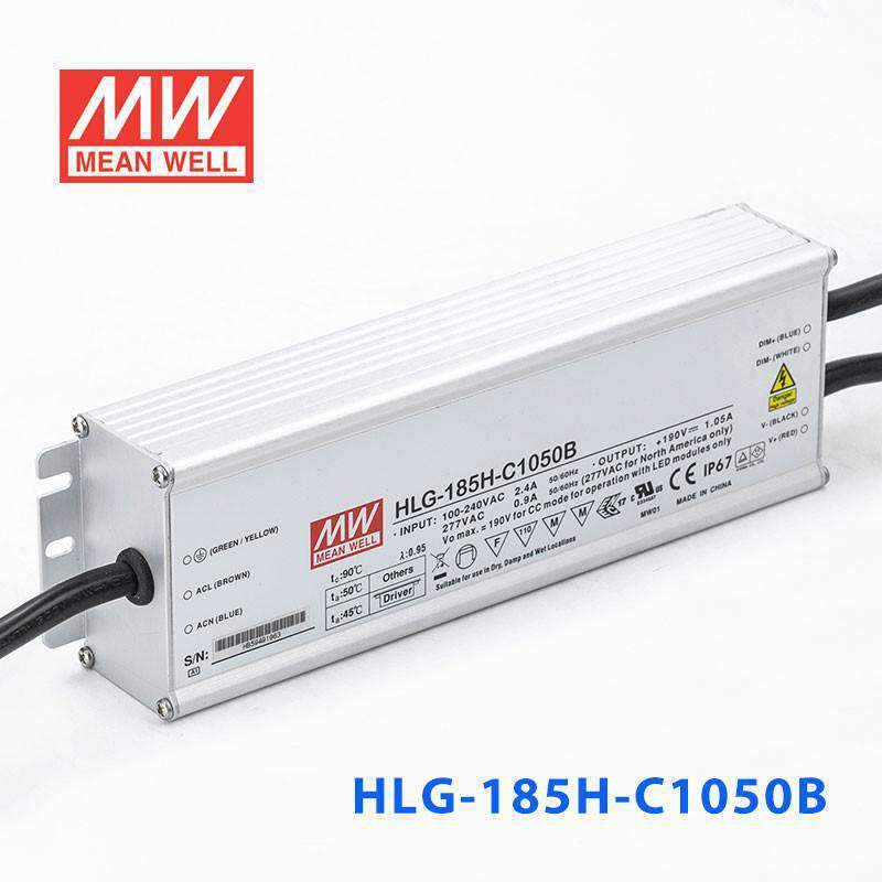 Mean Well HLG - 185H - C1050B Power Supply 199.5W 1050mA - Dimmable - HLG - 185H - C1050B - powersupplymall.com