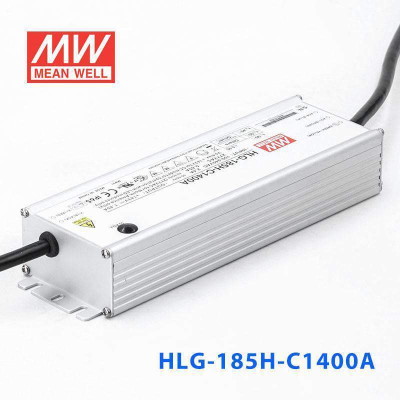 Mean Well HLG - 185H - C1400A Power Supply 200.2W 1400mA - Adjustable - HLG - 185H - C1400A - powersupplymall.com