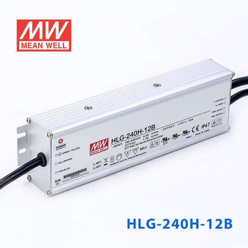 Mean Well HLG - 240H - 12B Power Supply 192W 12V - Dimmable - HLG - 240H - 12B - powersupplymall.com