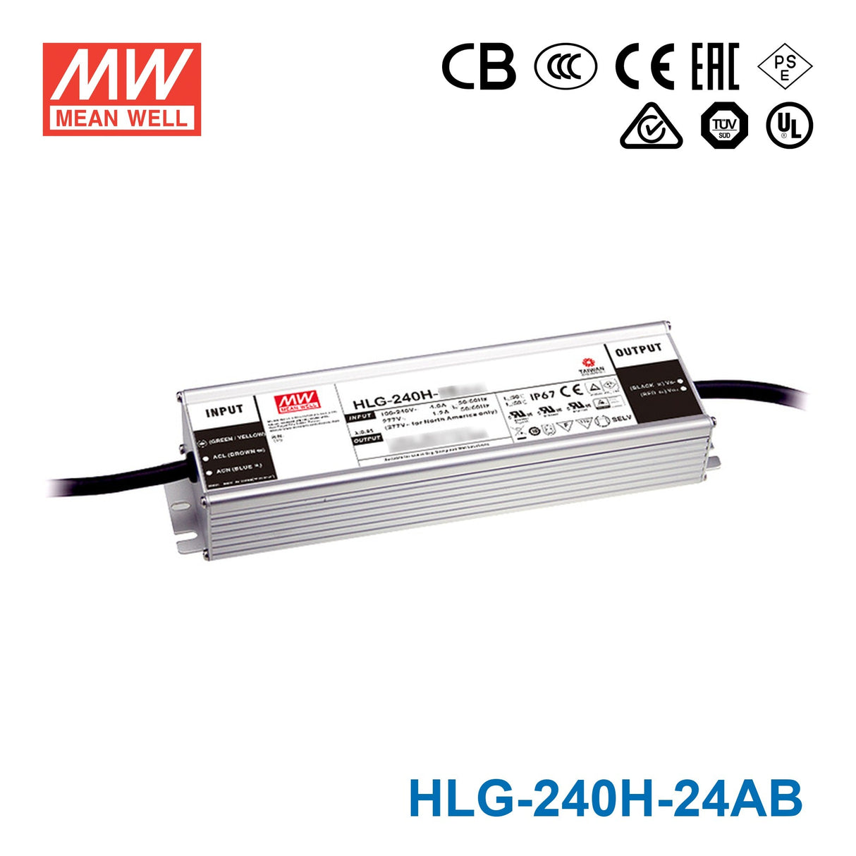 Mean Well HLG-240H-24AB Power Supply 240W 24V - Adjustable and Dimmable 10A - HLG-240H-24AB - powersupplymall.com