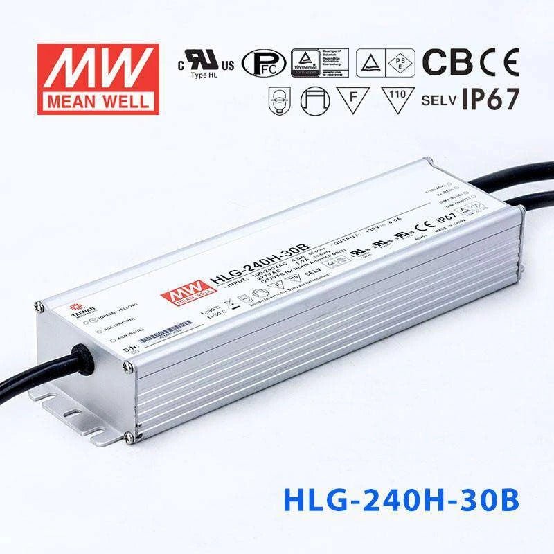 Mean Well HLG-240H-30B Power Supply 240W 30V- Dimmable 8A - HLG-240H-30B - powersupplymall.com