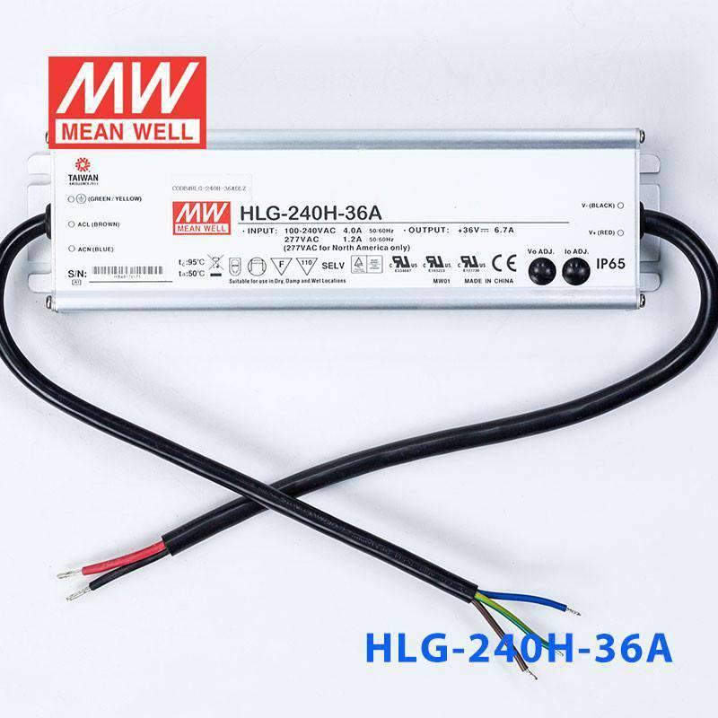 Mean Well HLG - 240H - 36A Power Supply 240W 36V - Adjustable - HLG - 240H - 36A - powersupplymall.com