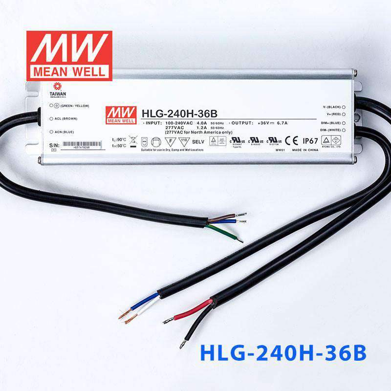 Mean Well HLG - 240H - 36B Power Supply 240W 36V - Dimmable - HLG - 240H - 36B - powersupplymall.com
