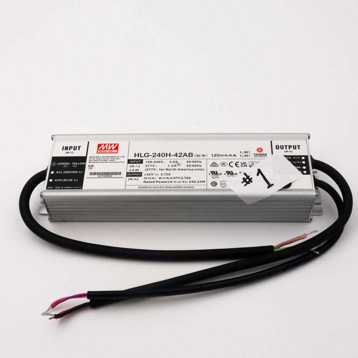 Mean Well HLG - 240H - 42AB Power Supply 240W 42V - Open Box - HLG - 240H - 42AB - OB1 - powersupplymall.com