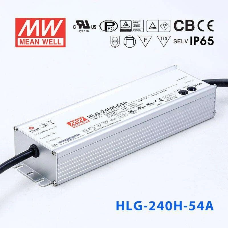 Mean Well HLG-240H-54A Power Supply 240W 54V - Adjustable 4.45A - HLG-240H-54A - powersupplymall.com
