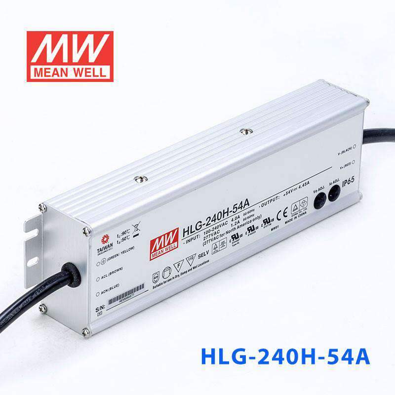 Mean Well HLG-240H-54A Power Supply 240W 54V - Adjustable 4.45A - HLG-240H-54A - powersupplymall.com