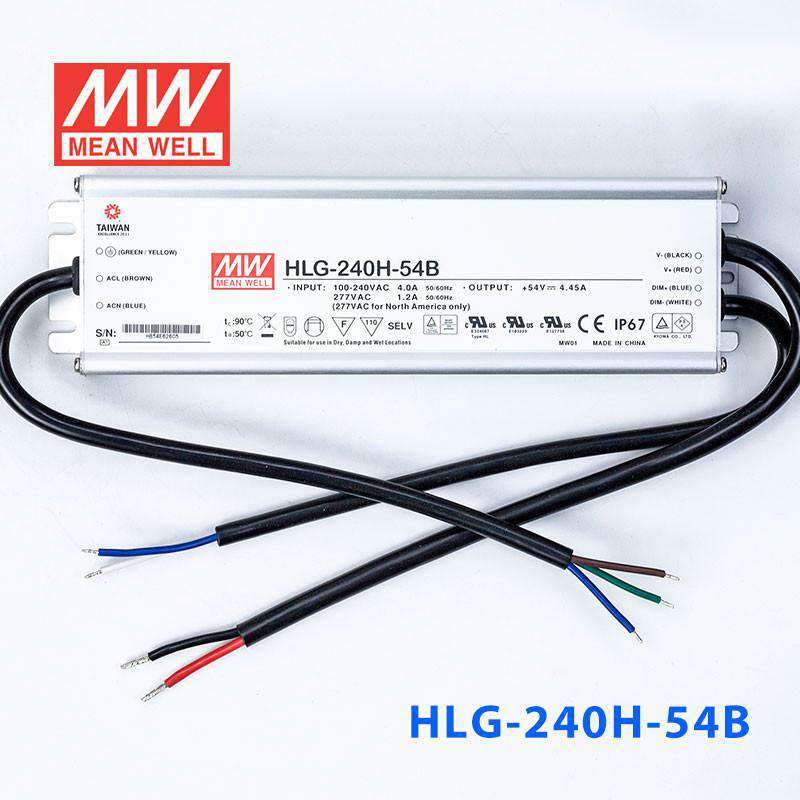 Mean Well HLG - 240H - 54B Power Supply 240W 54V - Dimmable - HLG - 240H - 54B - powersupplymall.com