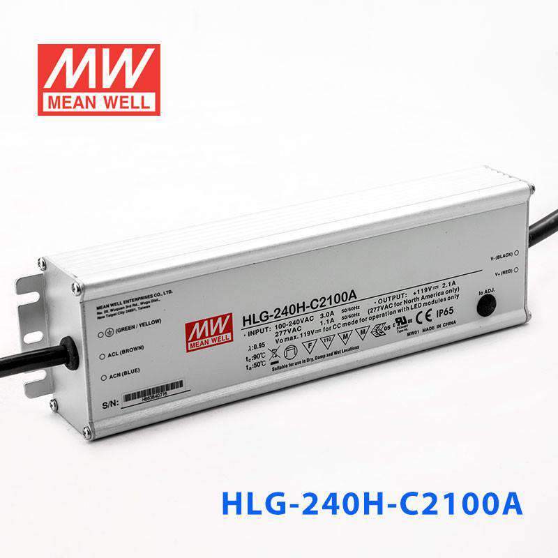 Mean Well HLG - 240H - C2100A Power Supply 249.9W 2100mA - Adjustable - HLG - 240H - C2100A - powersupplymall.com