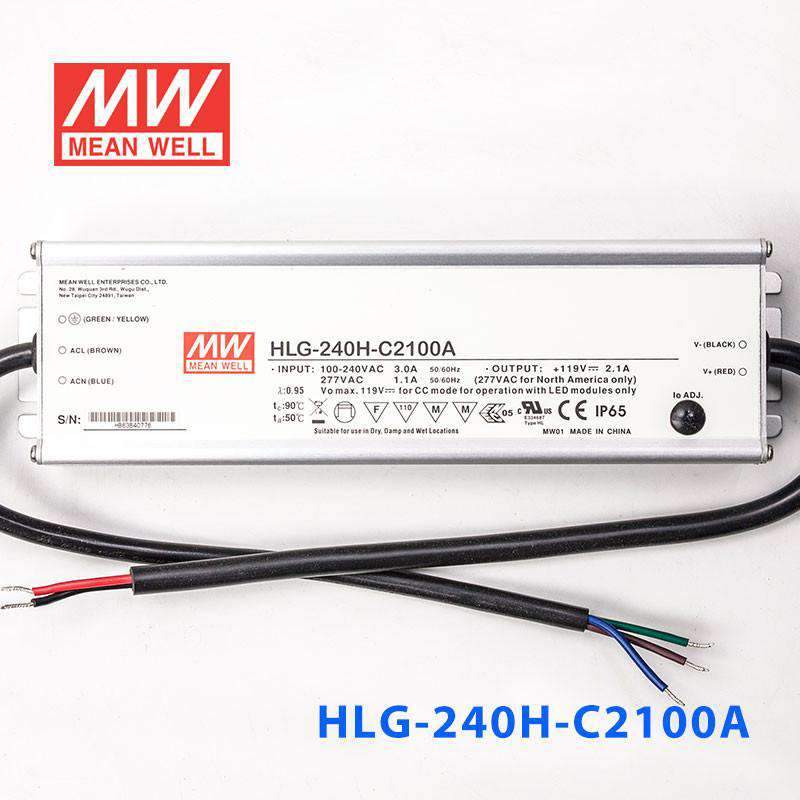 Mean Well HLG - 240H - C2100A Power Supply 249.9W 2100mA - Adjustable - HLG - 240H - C2100A - powersupplymall.com
