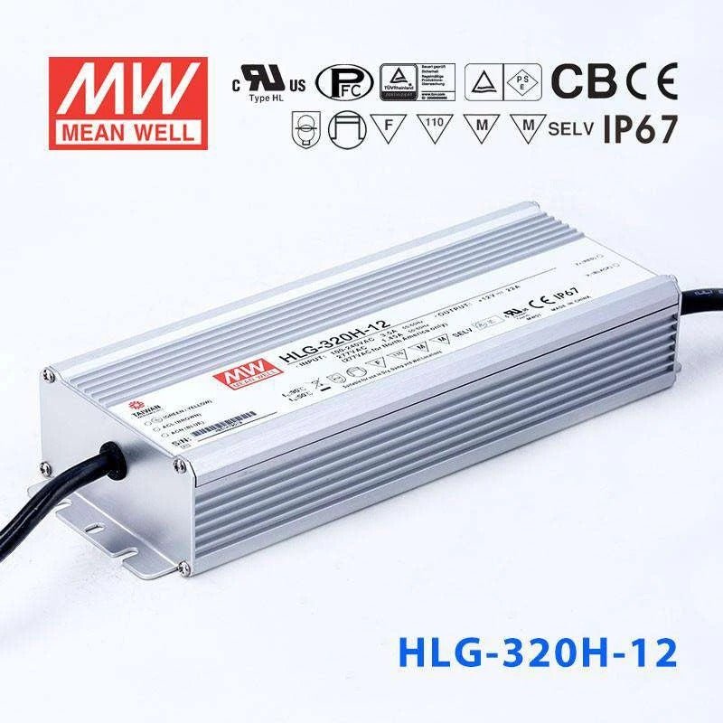 Mean Well HLG-320H-12 Power Supply 264W 12V 22A - HLG-320H-12 - powersupplymall.com