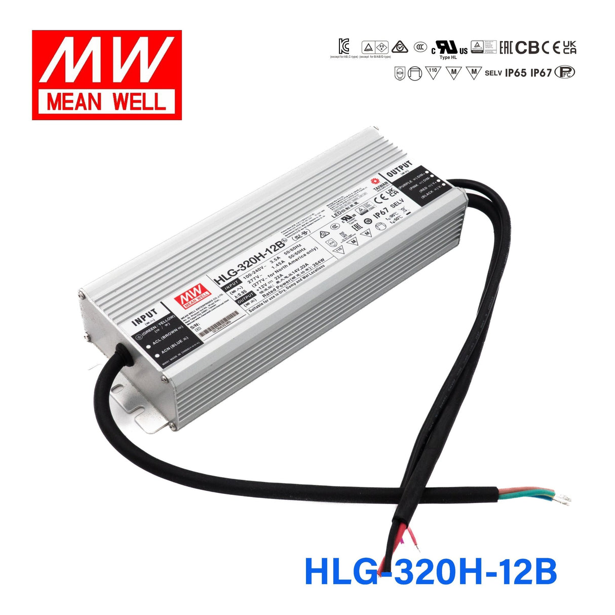 Mean Well HLG - 320H - 12B Power Supply 264W 12V - Dimmable - HLG - 320H - 12B - powersupplymall.com