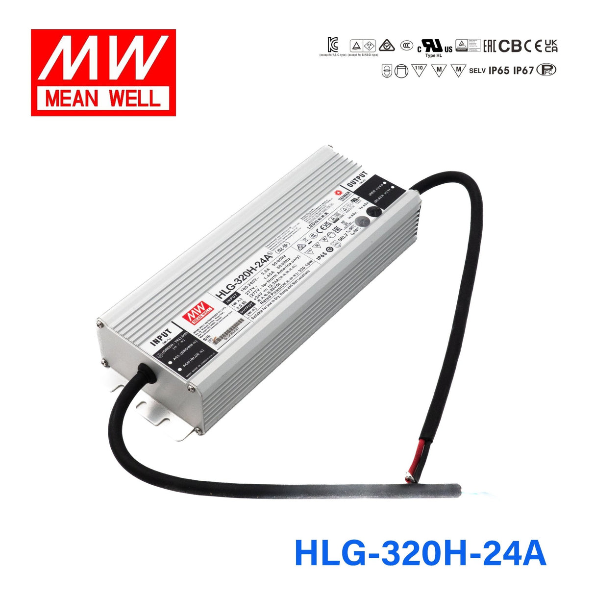 Mean Well HLG - 320H - 24A Power Supply 320W 24V - Adjustable - HLG - 320H - 24A - powersupplymall.com