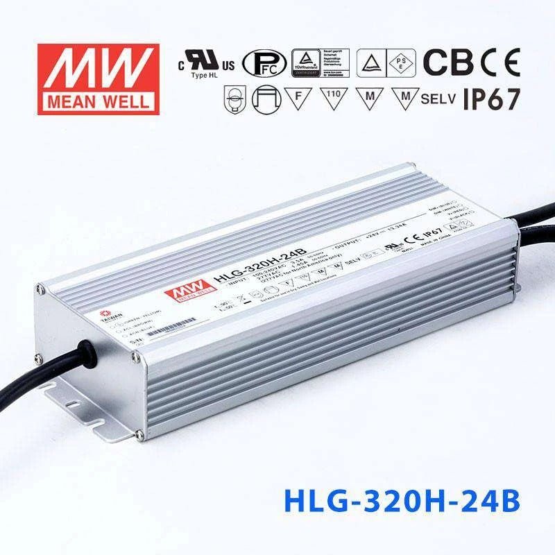 Mean Well HLG - 320H - 24B Power Supply 320W 24V - Dimmable - HLG - 320H - 24B - powersupplymall.com