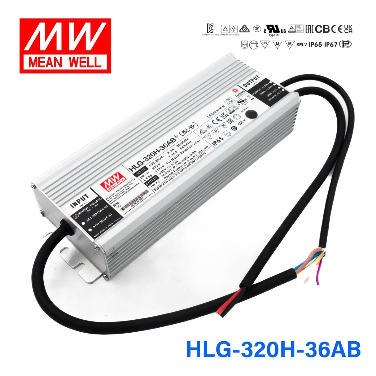 Mean Well HLG - 320H - 36AB Power Supply 320W 36V - Adjustable and Dimmable - HLG - 320H - 36AB - powersupplymall.com