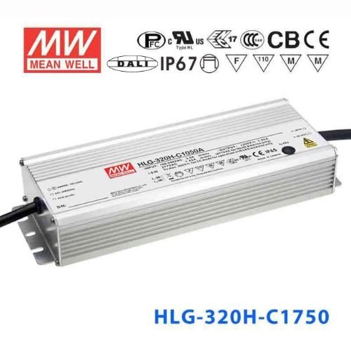 Mean Well HLG - 320H - C1750DA Power Supply 320.25W 1750mA - DALI - HLG - 320H - C1750DA - powersupplymall.com