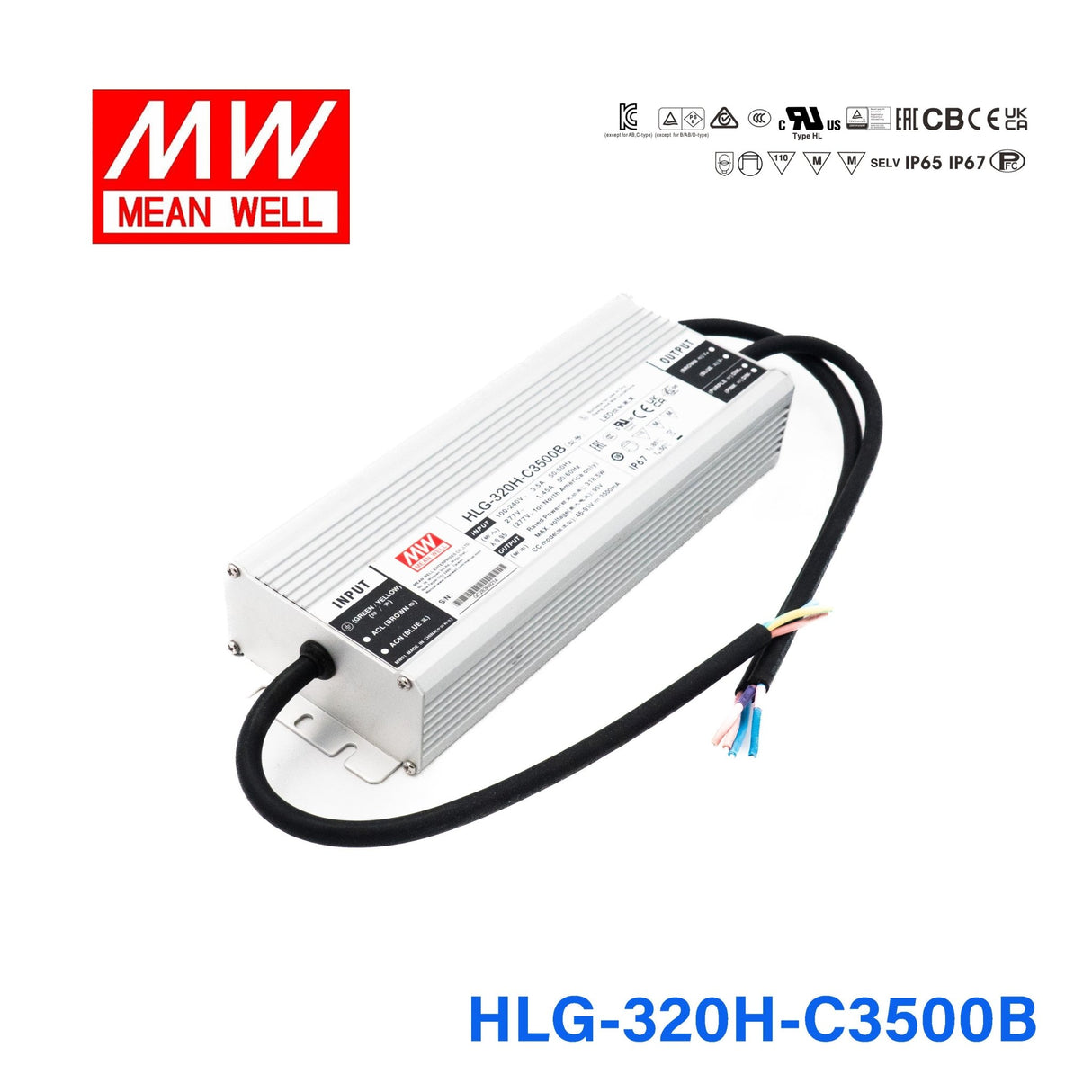 Mean Well HLG - 320H - C3500B Power Supply 318.5W 3500mA - Dimmable - HLG - 320H - C3500B - powersupplymall.com