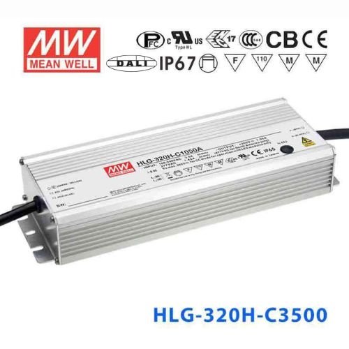Mean Well HLG - 320H - C3500DA Power Supply 318.5W 3500mA - DALI - HLG - 320H - C3500DA - powersupplymall.com