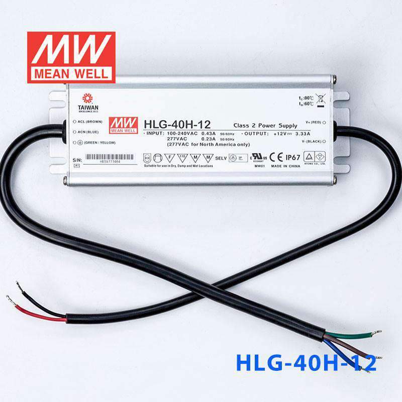 Mean Well HLG - 40H - 12 Power Supply 40W 12V - HLG - 40H - 12 - powersupplymall.com