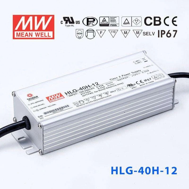 Mean Well HLG - 40H - 12 Power Supply 40W 12V - HLG - 40H - 12 - powersupplymall.com