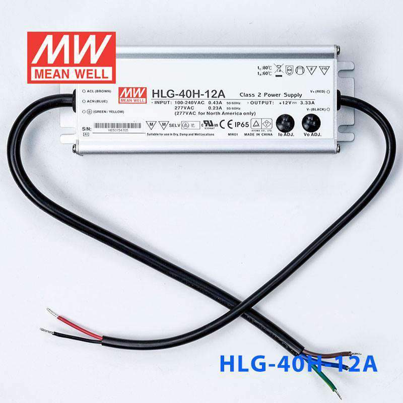 Mean Well HLG - 40H - 12A Power Supply 40W 12V - Adjustable - HLG - 40H - 12A - powersupplymall.com