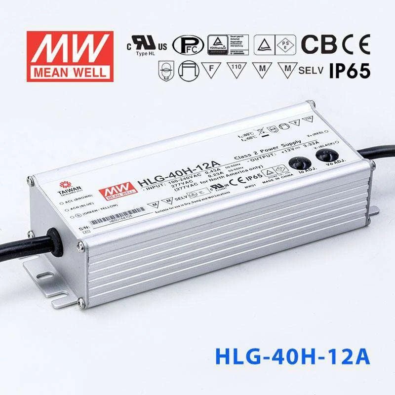Mean Well HLG - 40H - 12A Power Supply 40W 12V - Adjustable - HLG - 40H - 12A - powersupplymall.com