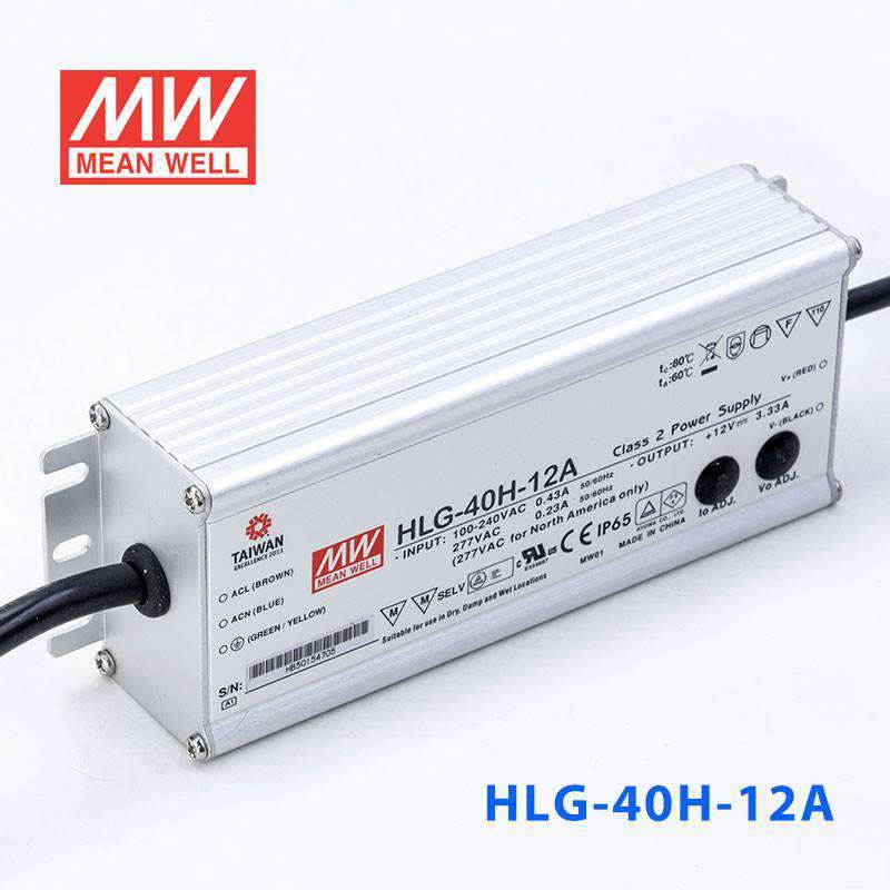 Mean Well HLG - 40H - 12A Power Supply 40W 12V - Adjustable - HLG - 40H - 12A - powersupplymall.com