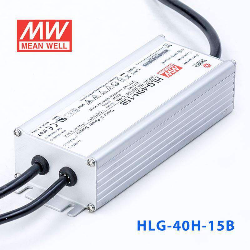 Mean Well HLG - 40H - 15B Power Supply 40W 15V - Dimmable - HLG-40H-15B - powersupplymall.com