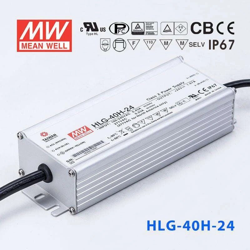 Mean Well HLG - 40H - 24 Power Supply 40W 24V - HLG - 40H - 24 - powersupplymall.com