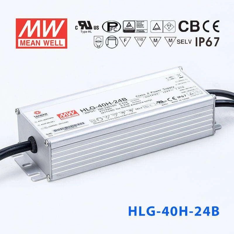 Mean Well HLG - 40H - 24B Power Supply 40W 24V - Dimmable - HLG - 40H - 24B - powersupplymall.com
