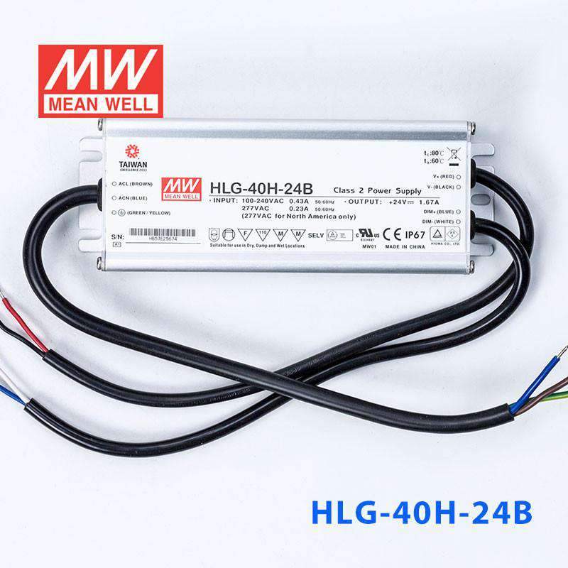 Mean Well HLG - 40H - 24B Power Supply 40W 24V - Dimmable - HLG - 40H - 24B - powersupplymall.com