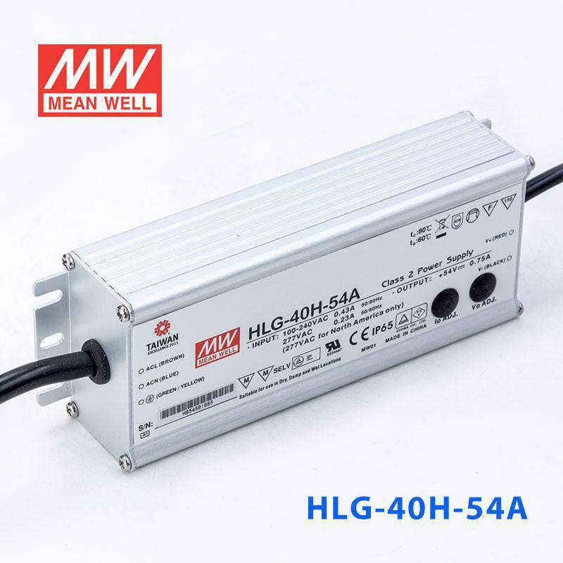 Mean Well HLG - 40H - 54A Power Supply 40W 54V - Adjustable - HLG-40H-54A - powersupplymall.com