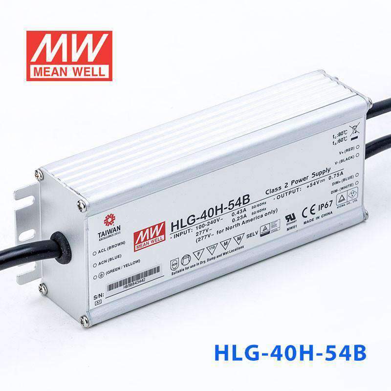 Mean Well HLG - 40H - 54B Power Supply 40W 54V - Dimmable - HLG - 40H - 54B - powersupplymall.com